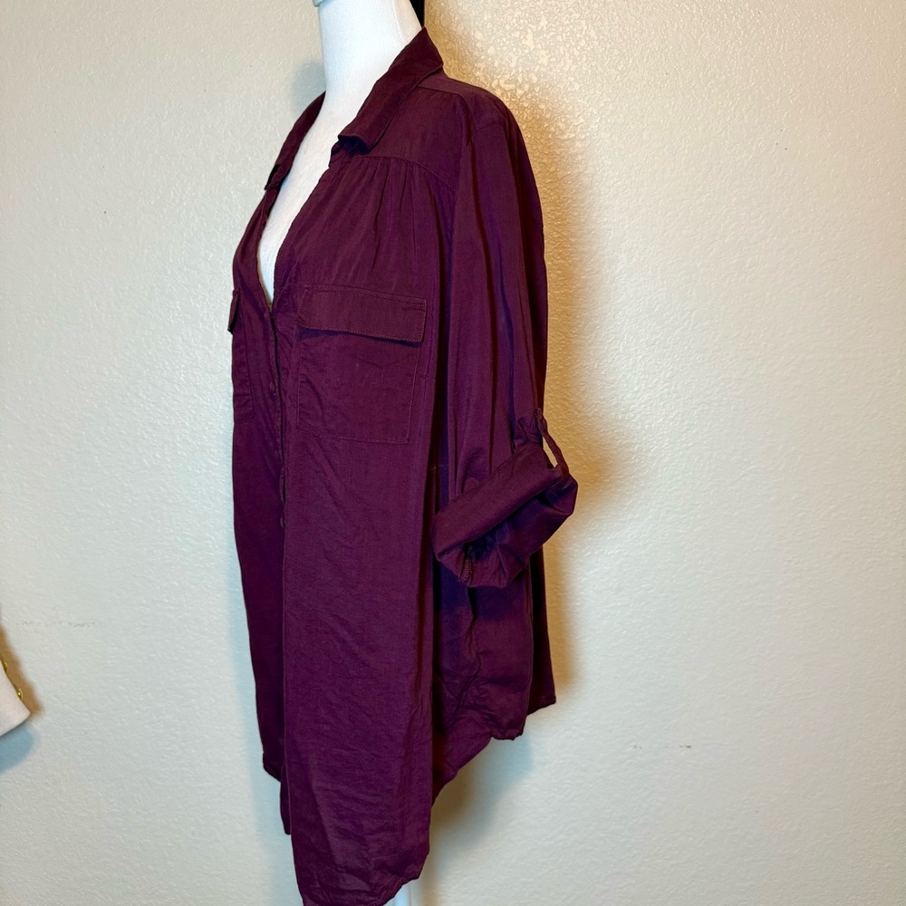 Torrid Cotton Blend Split Neck Button Up Blouse G… - image 5